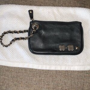 Gently Loved Genuine Leather Harley Davidson Wristlet Silver Accents